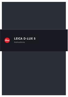 Leica D-Lux 5 manual. Camera Instructions.
